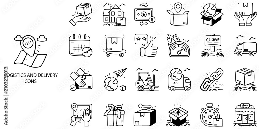 Fototapeta premium Logistics Delivery simple New concept 24 color icons set .Vector illustration.