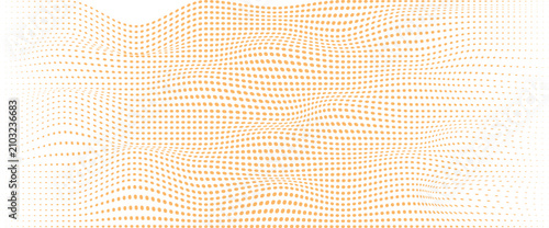 Fotografija Abstract background, of light orange, halftone dots arranged, in a wavy, undulat
