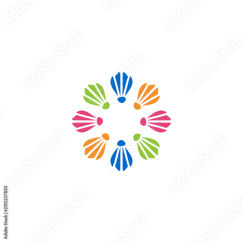 Tableau sur toile Colorful Shuttlecock Flower Symbol.