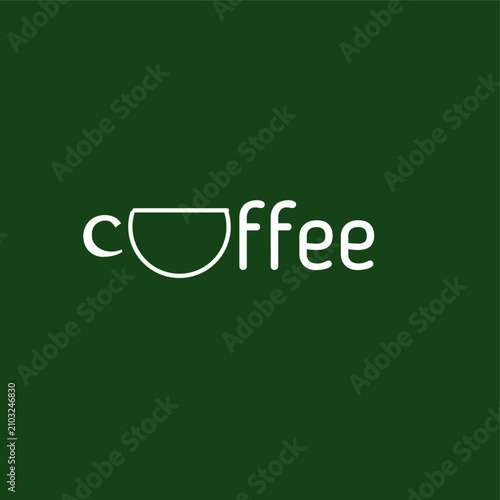 Minimalist coffee logo featuring a stylized coffee cup integrated into the word 