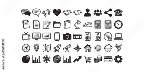 Konstfotografi Universal business and technology functional icon collection with business