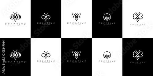 Foto Collection of Bee Logos for Creative Branding.