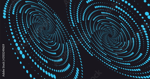 Foto Abstract Blue Halftone Spiral Background with Optical Geometry, odern Orbit Comp