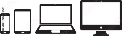 Electronic smart devices icon set, responsive web design mockup (smartphone, tablet, laptop, desktop)