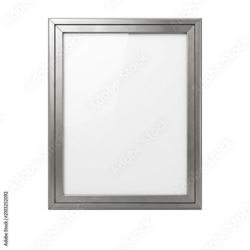 Foto Modern metallic advertising display stand with blank sign