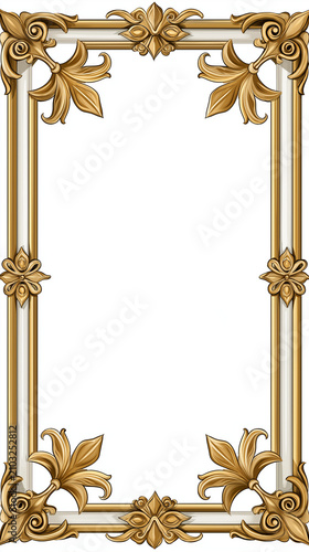 Epic Fantasy Trading Card Frame with Decorative Ornate Border on White Background