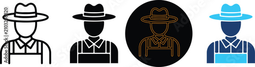 Set of four minimalist farmer icons showing various graphic styles