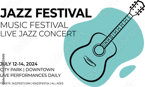 Photography Minimalist jazz music festival poster template featuring an acoustic guitar line