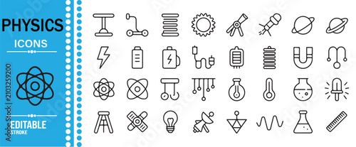 Photos Physics Experiment Circuit Rocket and Telescope Icon Pack