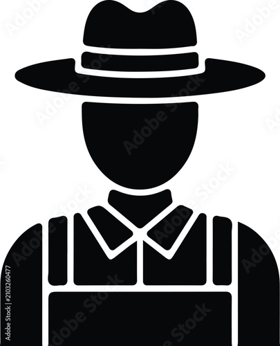 Minimalist Black Icon Of A Farmer