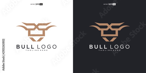 Foto Modern Geometric Bull Head Logo Design.