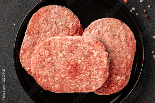 Frozen cutlet meat food food preparation tasty snack fresh and delicious gourmet food background on the table rustic food top view copy space