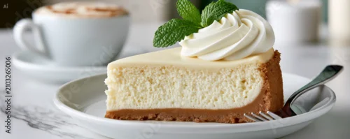 Obraz  z motywem Creamy vanilla cheesecake slice