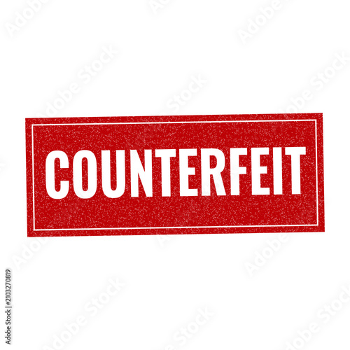 Fotografie Red counterfeit stamp sign with grunge texture