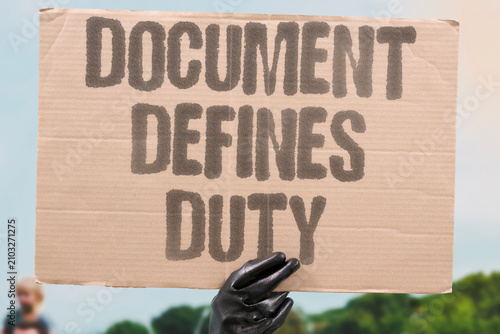 Obraz na plátně "Document Defines Duty" Written paper specifies roles