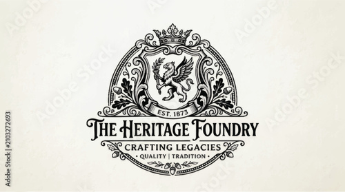 Heritage shield crest logo design for brand identity. Classic emblem vector badge with timeless elegance for corporate branding.