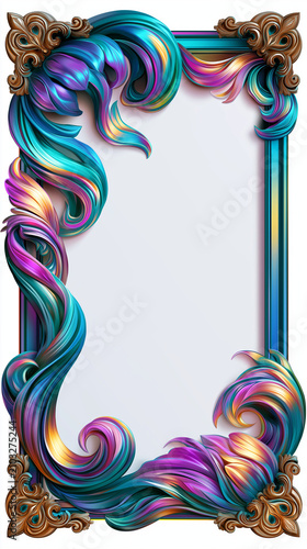 Luxury Fantasy Card Game Template with Intricate Ornate Border and White Background.