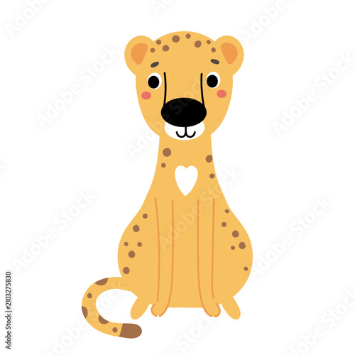 Cute sitting leopard vector illustration