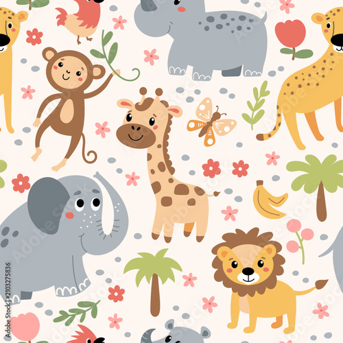 Pattern of cute jungle animals