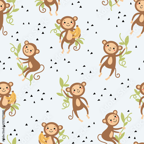 Little monkeys kids vector background