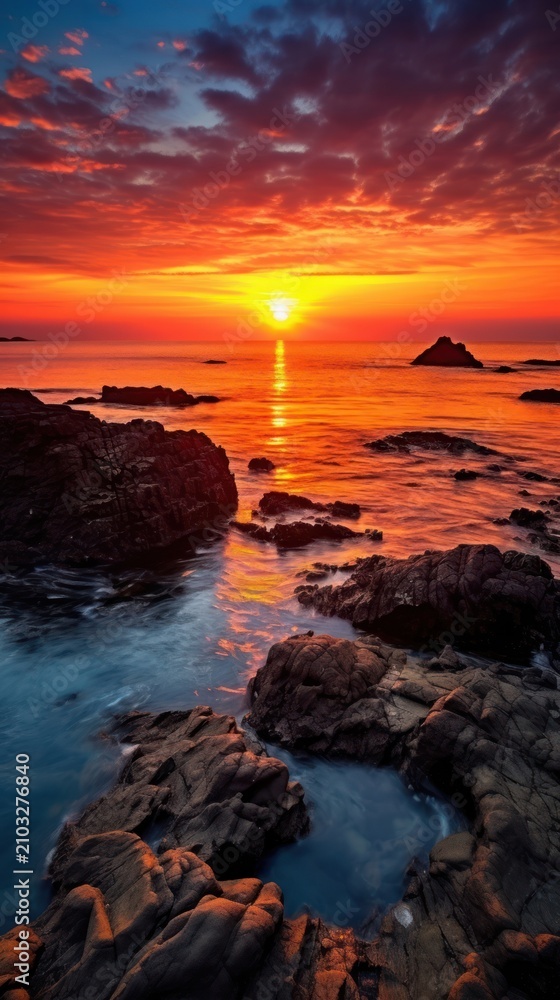 Fototapeta premium Sea sunlight sunset landscape outdoors.