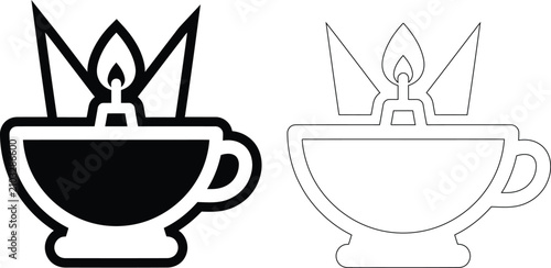 Canvastavla Lit oil lamp icon symbol vector illustration with knowledge enlightenment educat