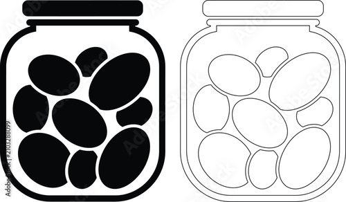 Jar of pickles icon illustration with container preserves preserved vegetable illustration fermented marinated