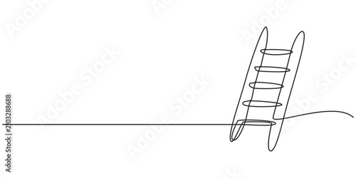 One continuous line drawing of a folding ladder. simple linear style Doodle vector illustration Editable stroke, one line art Fire Ladder vector illustration. line art, one continuous line, pro vector