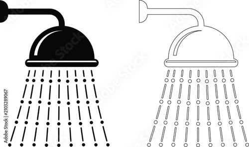 Cuadro en lienzo Shower head icon representing bathroom plumbing and water flow with bathroom plu