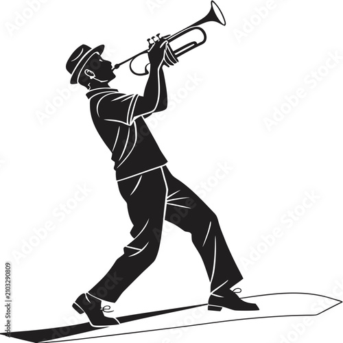 Cuadro en lienzo Man playing trumpet musical performance silhouette