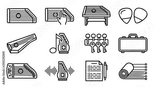 Konstfotografi Zither and String Instrument Line Icons