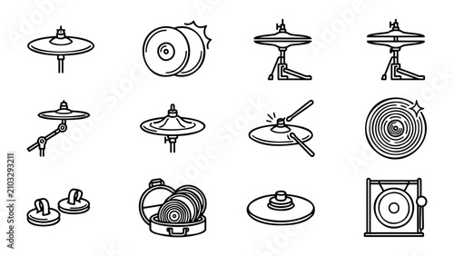 Foto Cymbal and Percussion Instrument Line Icons