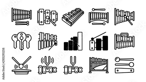 Fotografía Percussion Instruments and Music Equipment Line Icons
