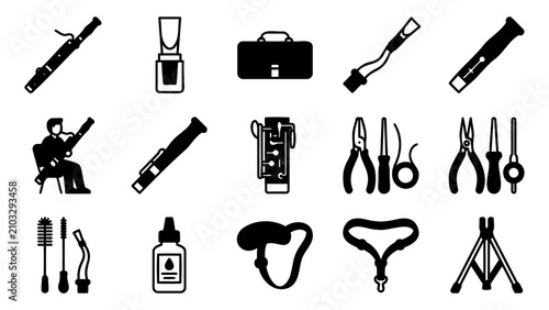 Foto Clarinet Accessories Outline Icons Vector