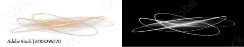 Fotografía Abstract glowing orbital rings on white and black background, futuristic atomic