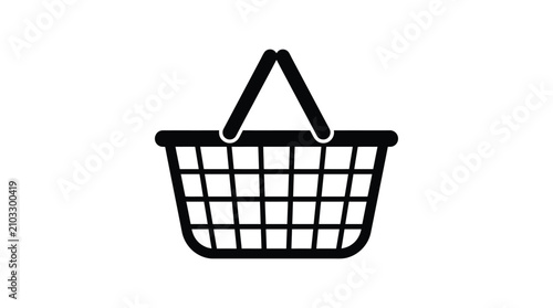 Принти на полотні Shopping basket silhouette on a white background simple vector graphic