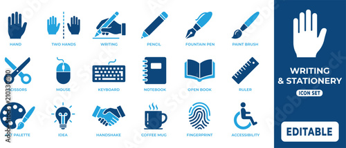 Картината върху платно Writing and Stationery Icon Set