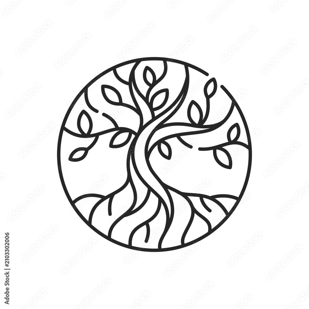 Fototapeta premium Life tree linear icon. Metaphor for Torah. Earth and heaven connection. Hebrew creation myth. Thin line customizable illustration. Contour symbol. Vector isolated outline drawing. Editable stroke