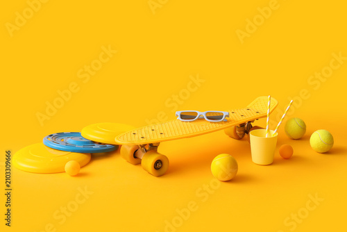Modern skateboard with sung...