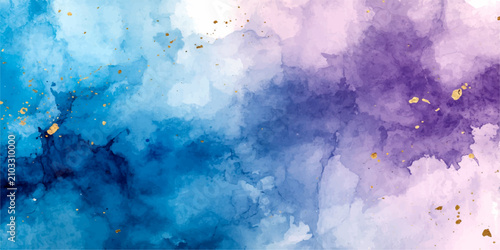 Canvastavla Watercolor Dreamscape Soft, ethereal watercolor washes of blues, purples, and hints of gold create a dreamy, abstract landscape, perfect for creative backgrounds and artistic expressions