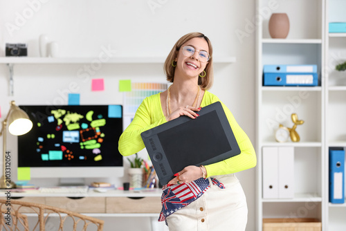 Female web designer with gr...