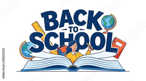 Back to school colorful cartoon illustration with open book , And, Back to School 2026, Back to School Poster Design, School Admission, Back to School, School Admission Flyers