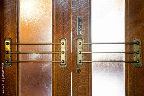 Vintage Push Door Handles Close Up