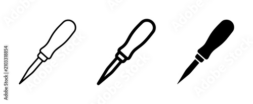 Schilderij op canvas Awl Tool Icons, Sewing Awl Vector Set, Leathercraft Awl Graphic Collection