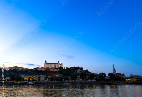 Photography Sky above the castle and river at dusk