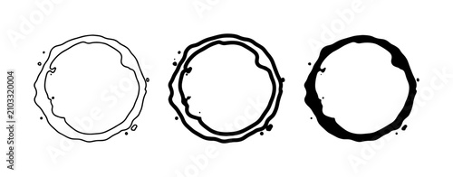 Tableau sur toile Ink Ring Vector Set, Coffee Cup Stain Graphics, Abstract Circle Brush Strokes