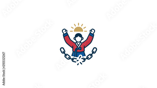 Canvastavla Person Breaking Free From Chains Illustration.