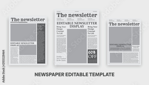 Vintage Newspaper Front Page Template, Classic News Report Layout Mockup, 