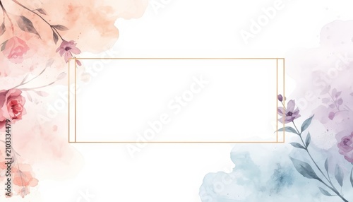There is a watercolor painting of flowers with a gold frame