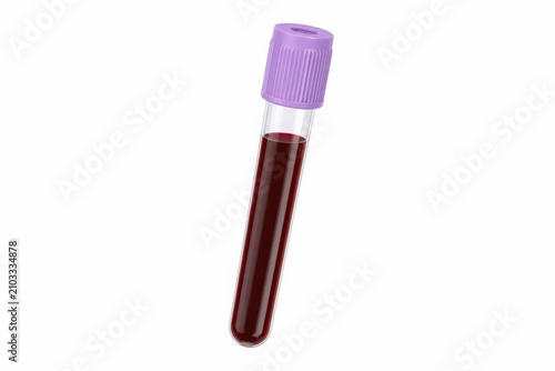 EDTA Anticoagulant Blood Collection Tube for Complete Blood Count and Hematology Analysis on White Background